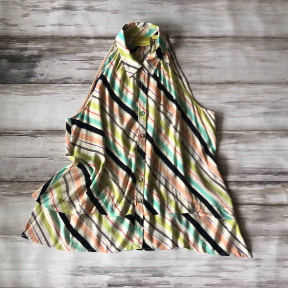 Anthropologie Maeve Tesni Rainbow strip Swing tank top / Size Small